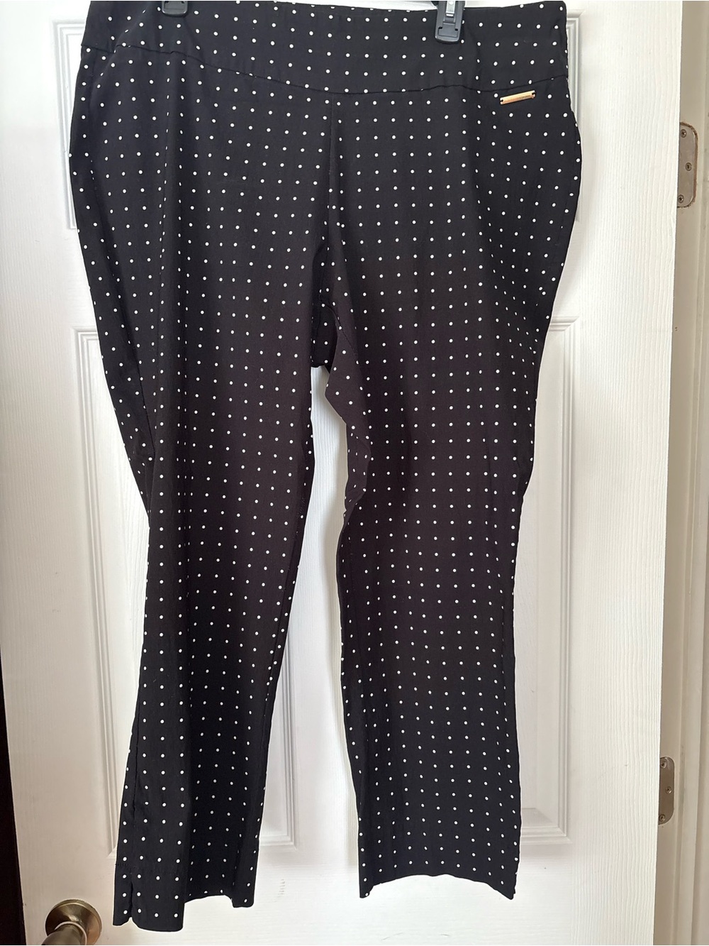 Roz & Ali Black Top with White Polka Dots